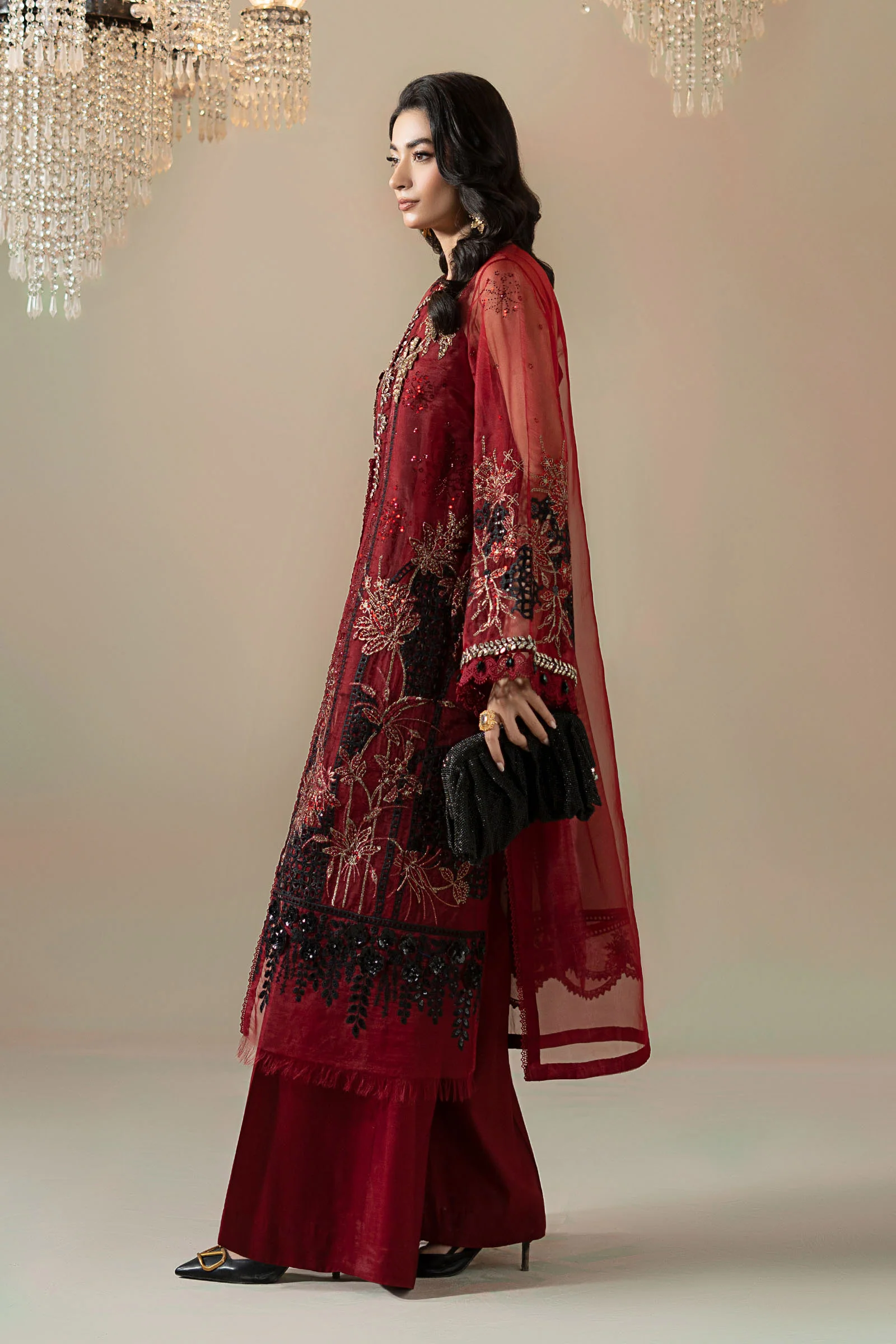 3 Piece Embroidered Organza Suit - Image 6