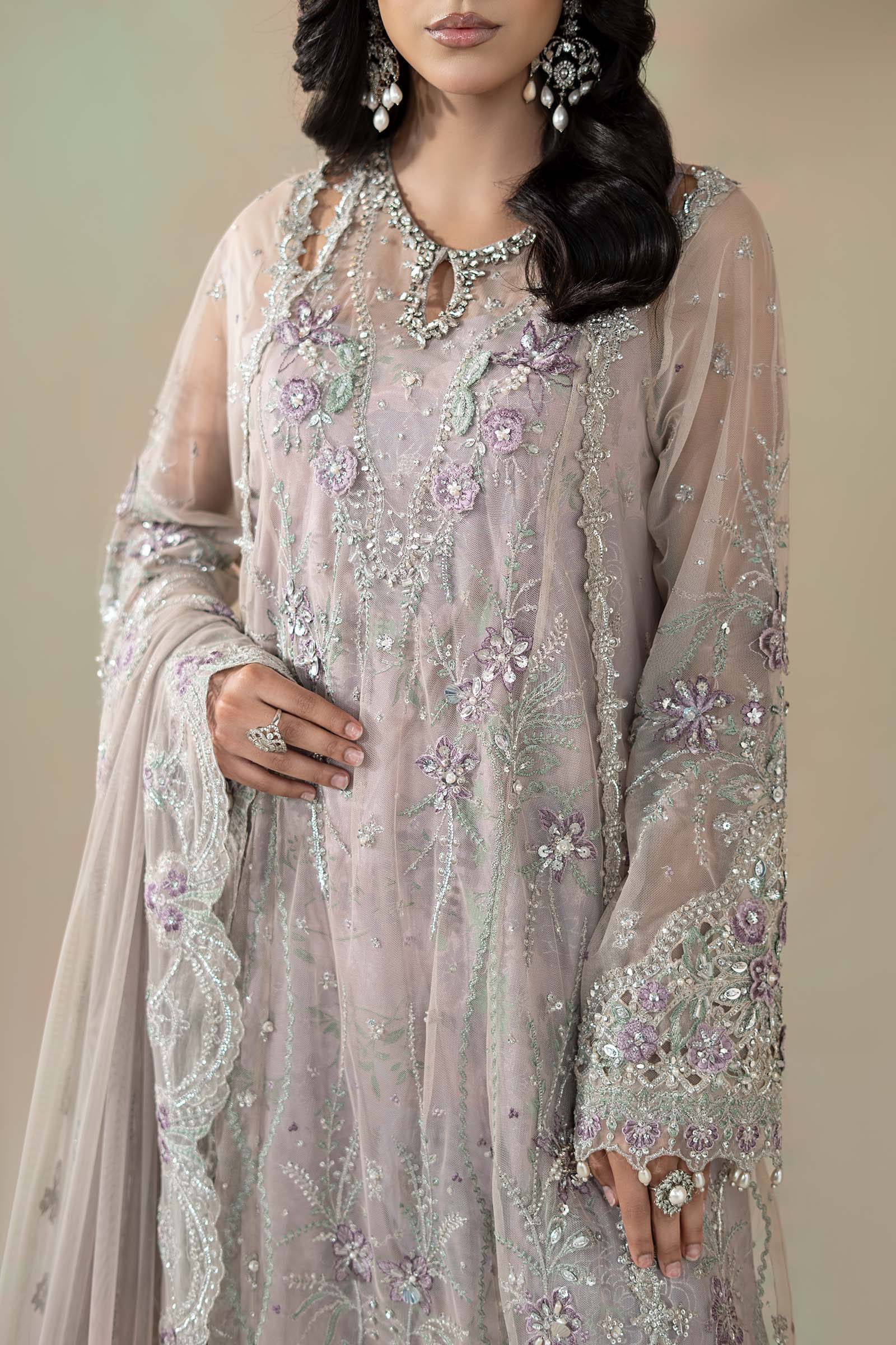 3 Piece Embroidered Net Suit - Image 4