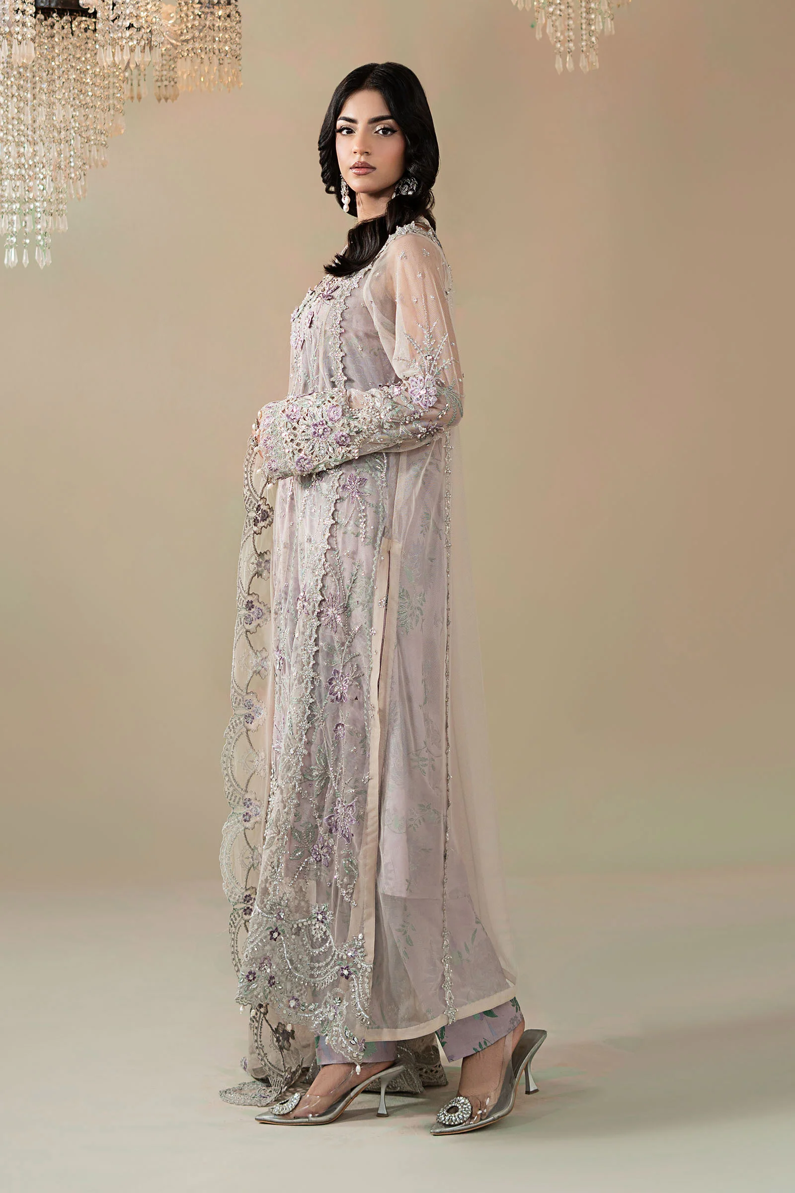 3 Piece Embroidered Net Suit - Image 7