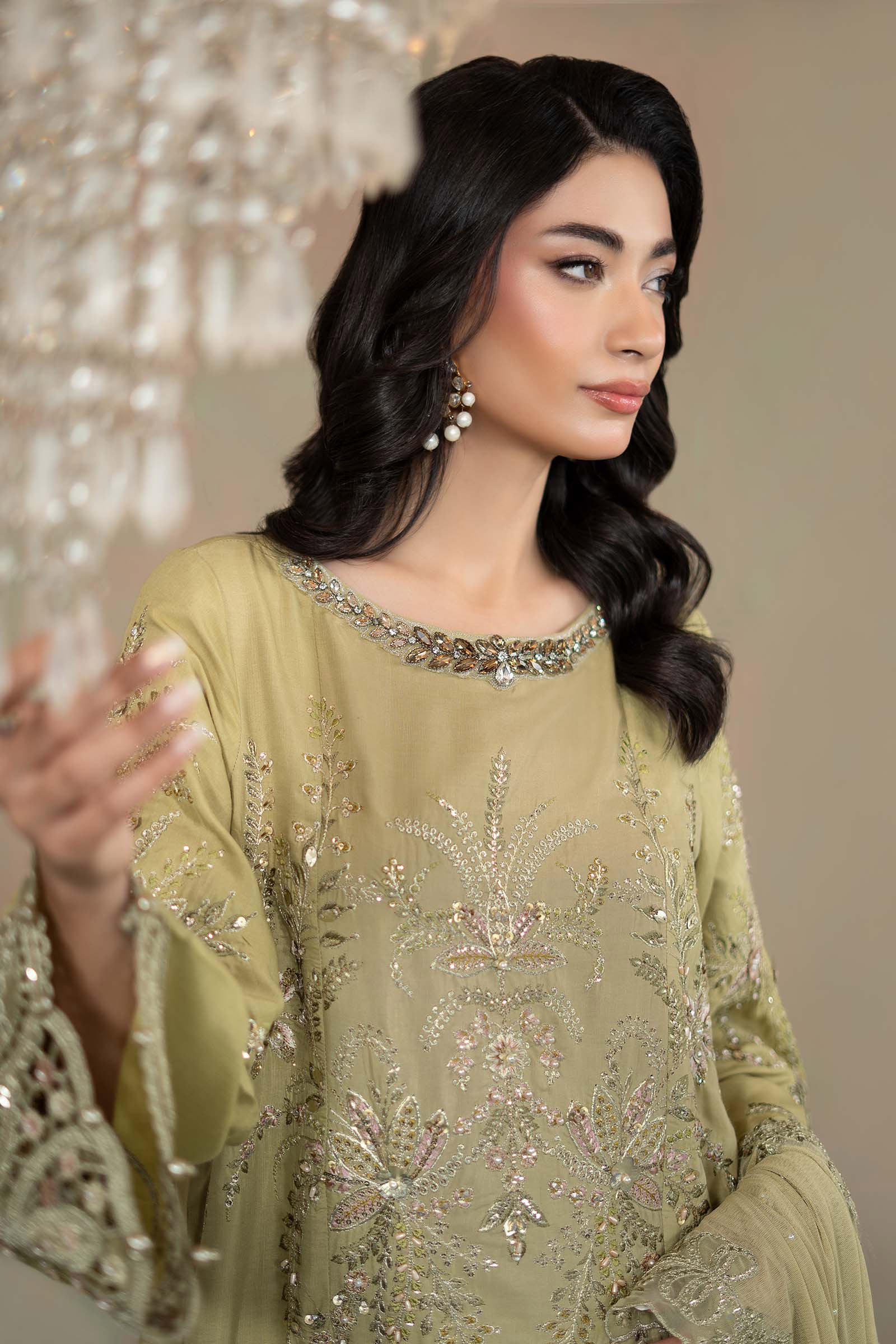 3 Piece Embroidered Raw Silk Suit - Image 3