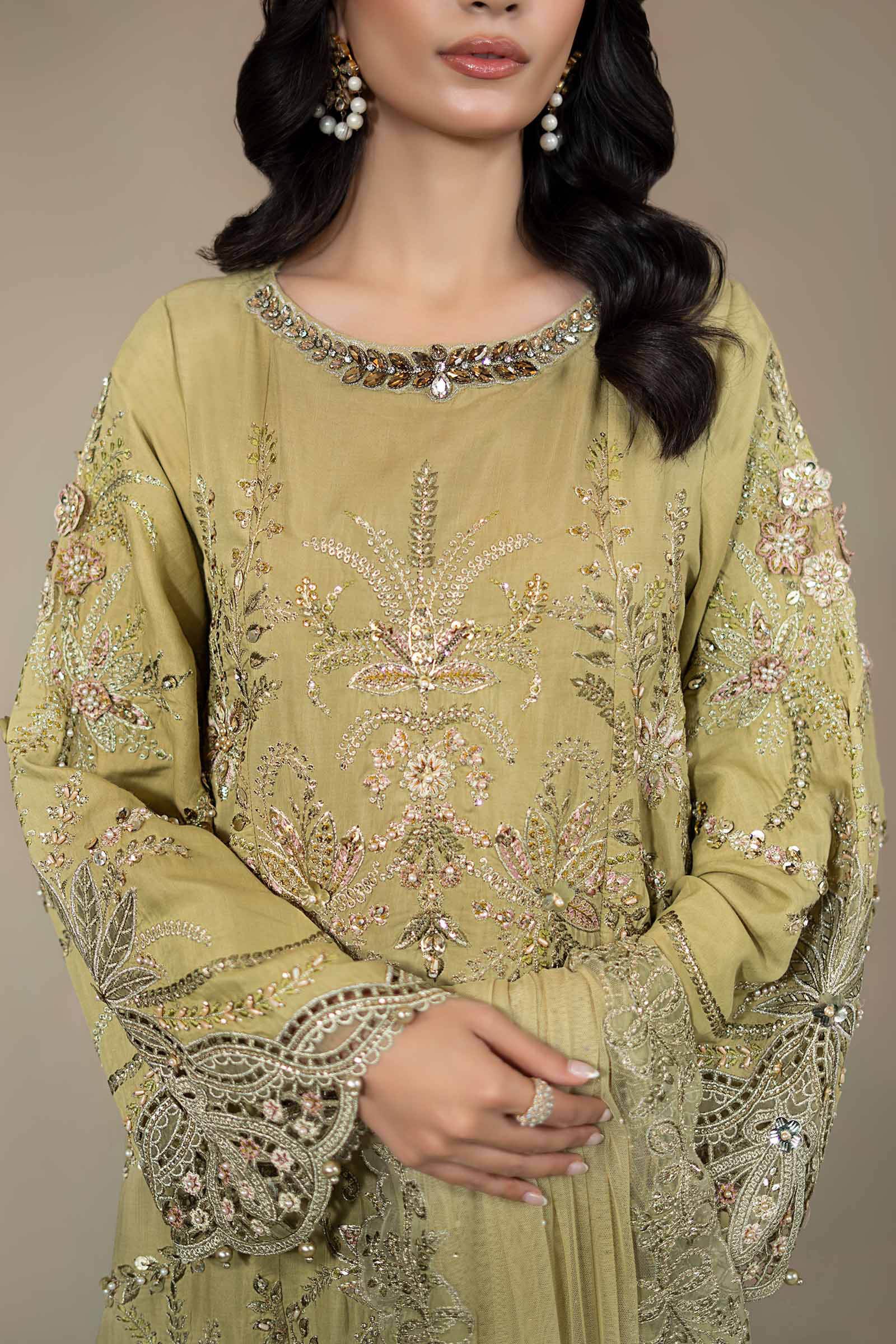 3 Piece Embroidered Raw Silk Suit - Image 4