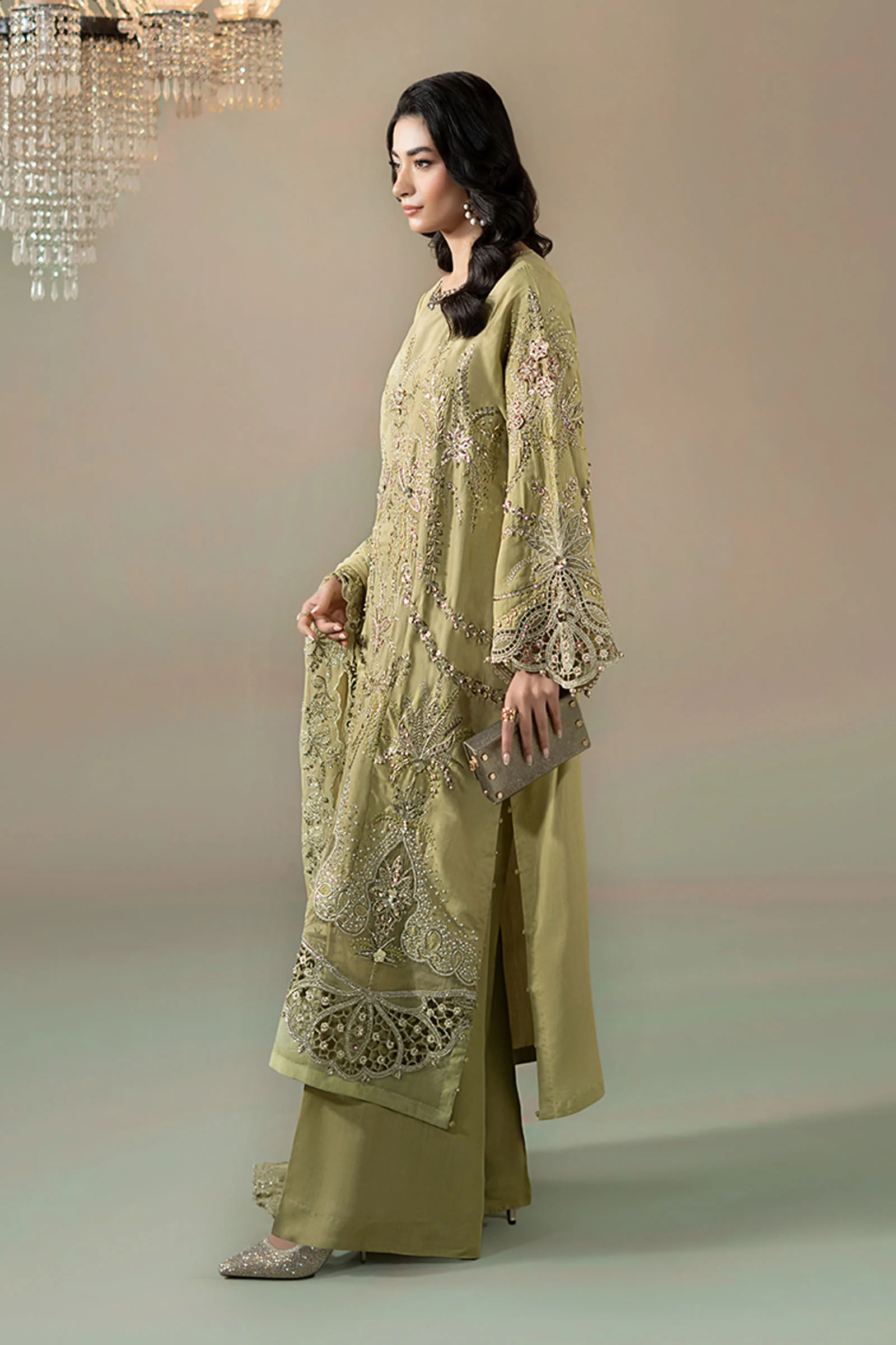 3 Piece Embroidered Raw Silk Suit - Image 7