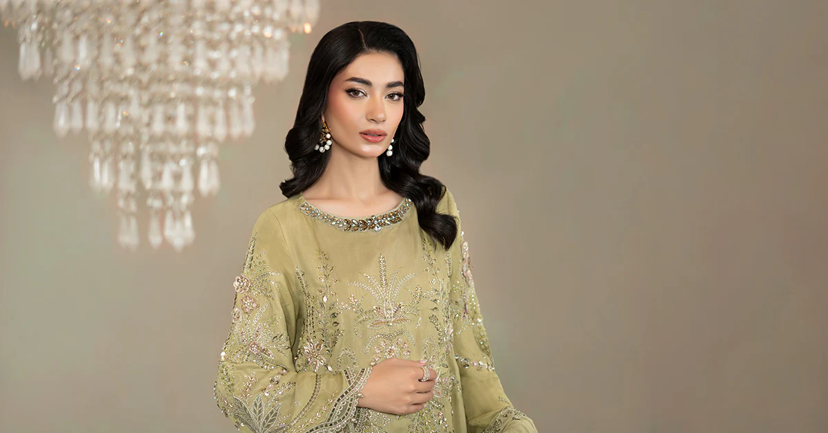 3 Piece Embroidered Raw Silk Suit - Image 9