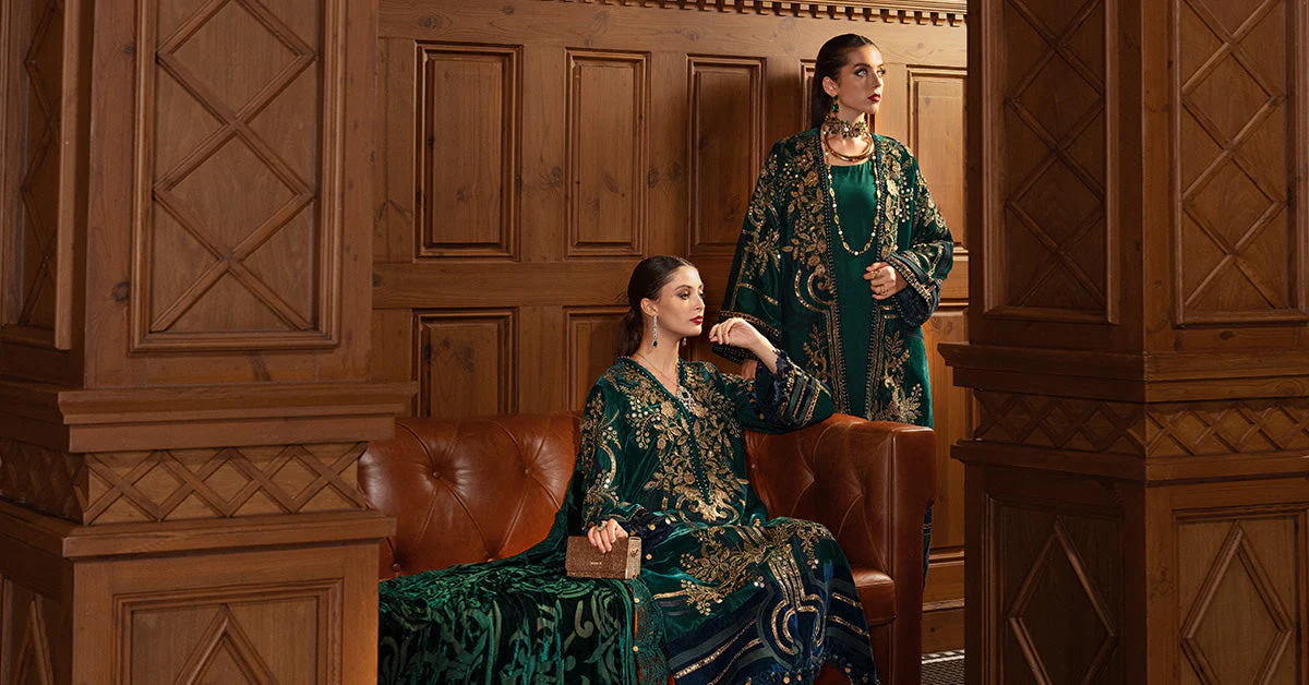 3 Piece Unstitched Embroidered Velvet Suit - Image 9