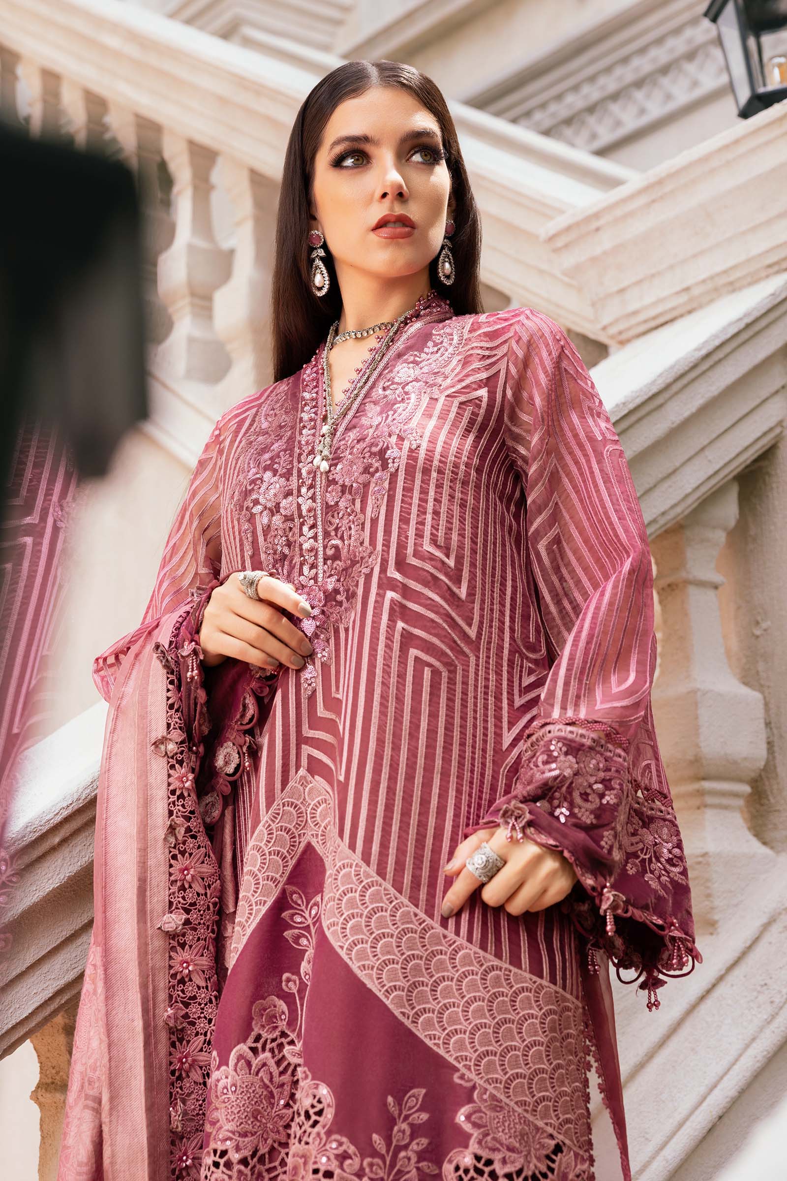3 Piece Unstitched Embroidered Organza Suit - Image 3