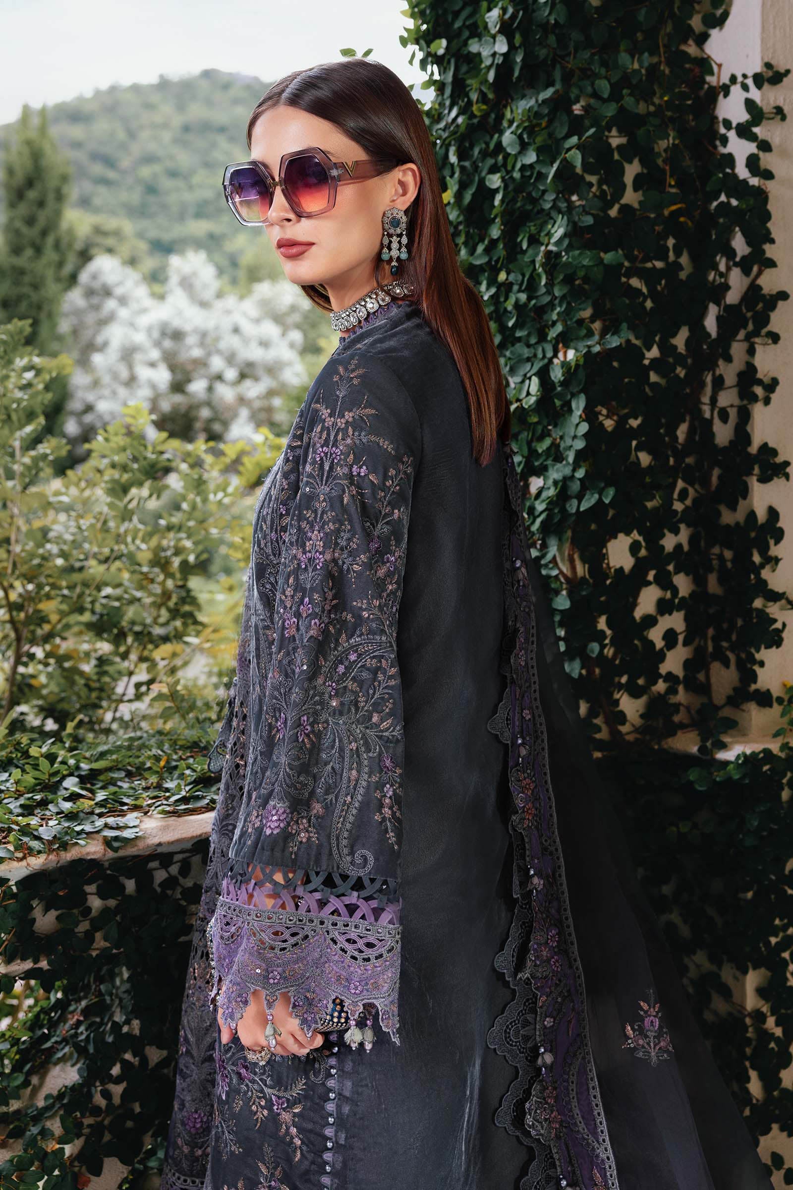 3 Piece Unstitched Embroidered Velvet Suit - Image 5