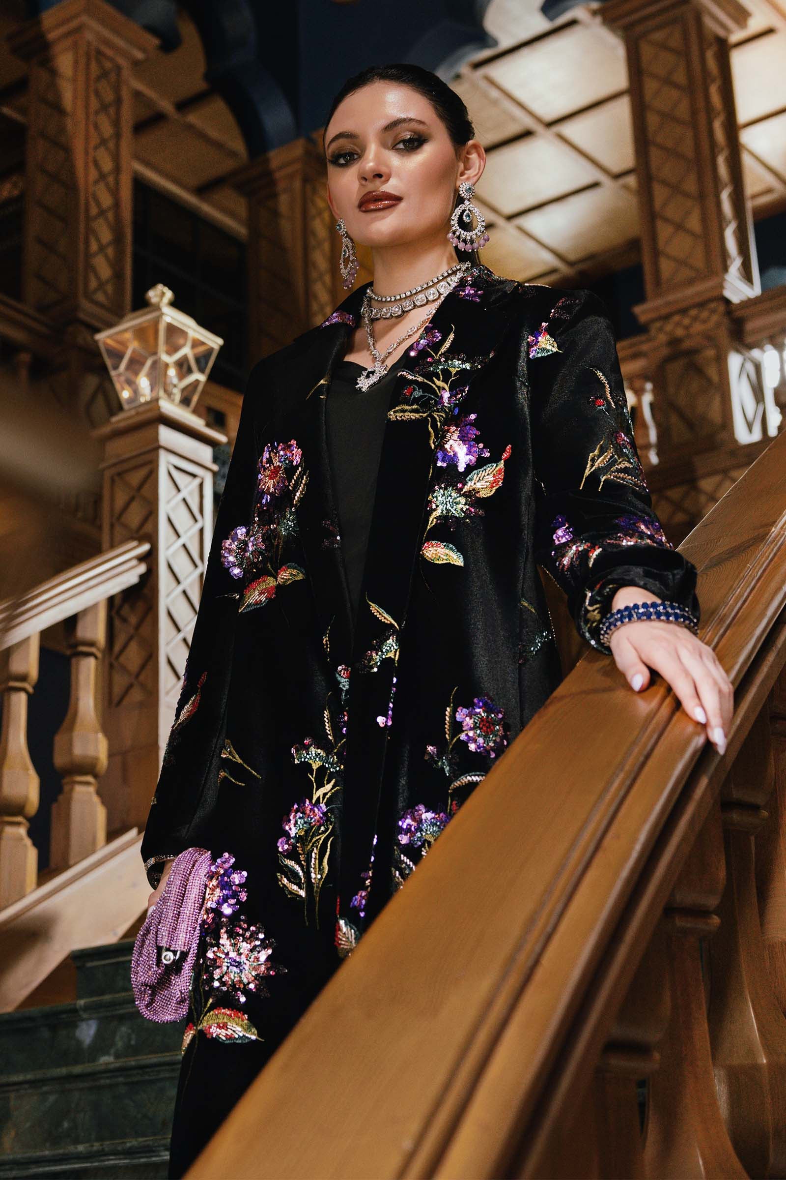 3 Piece Unstitched Embroidered Velvet Suit - Image 6