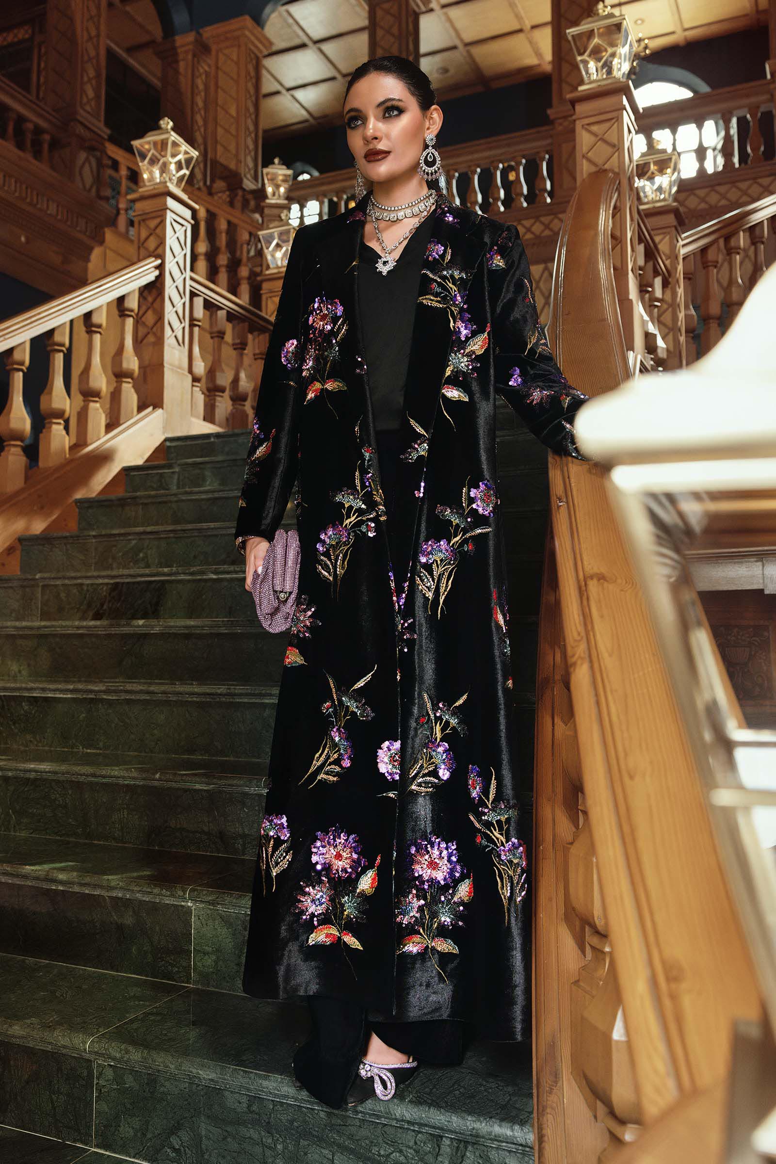 3 Piece Unstitched Embroidered Velvet Suit - Image 7