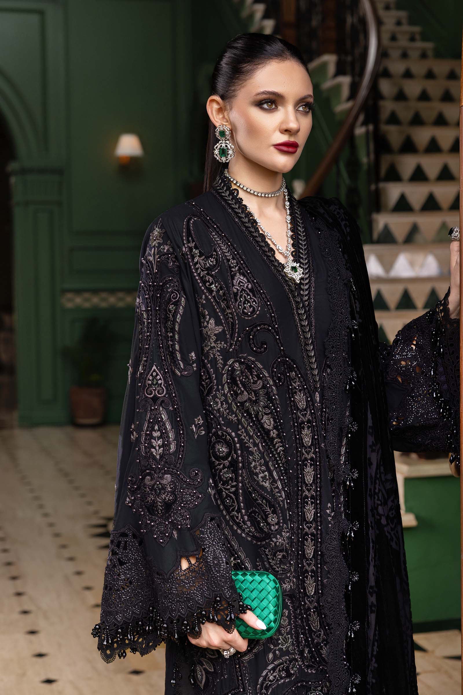 3 Piece Unstitched Embroidered Linen Suit - Image 3