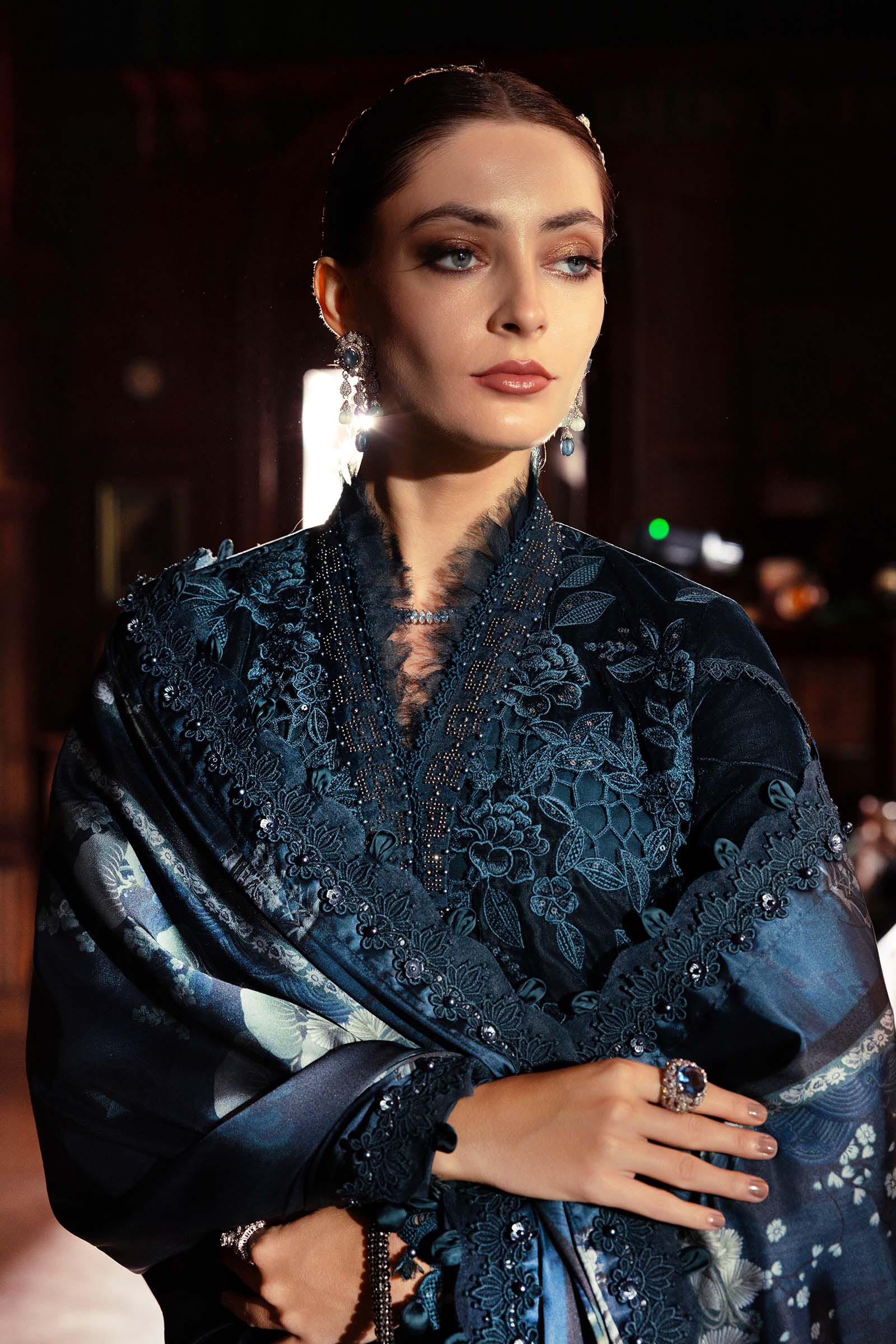 3 Piece Unstitched Embroidered Velvet Suit - Image 4