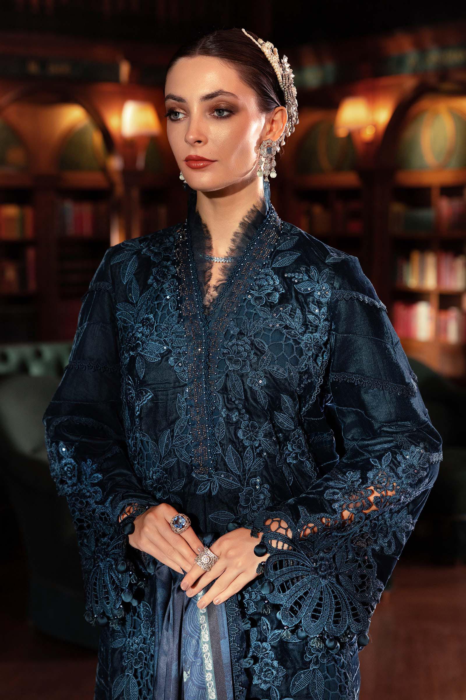 3 Piece Unstitched Embroidered Velvet Suit - Image 5