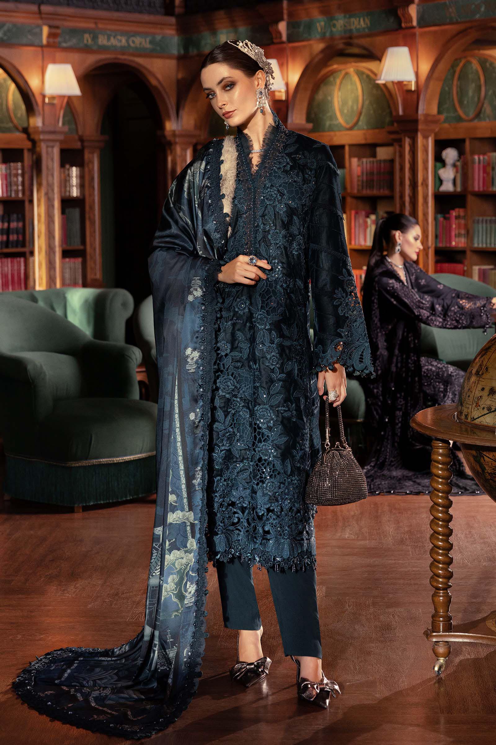 3 Piece Unstitched Embroidered Velvet Suit - Image 6