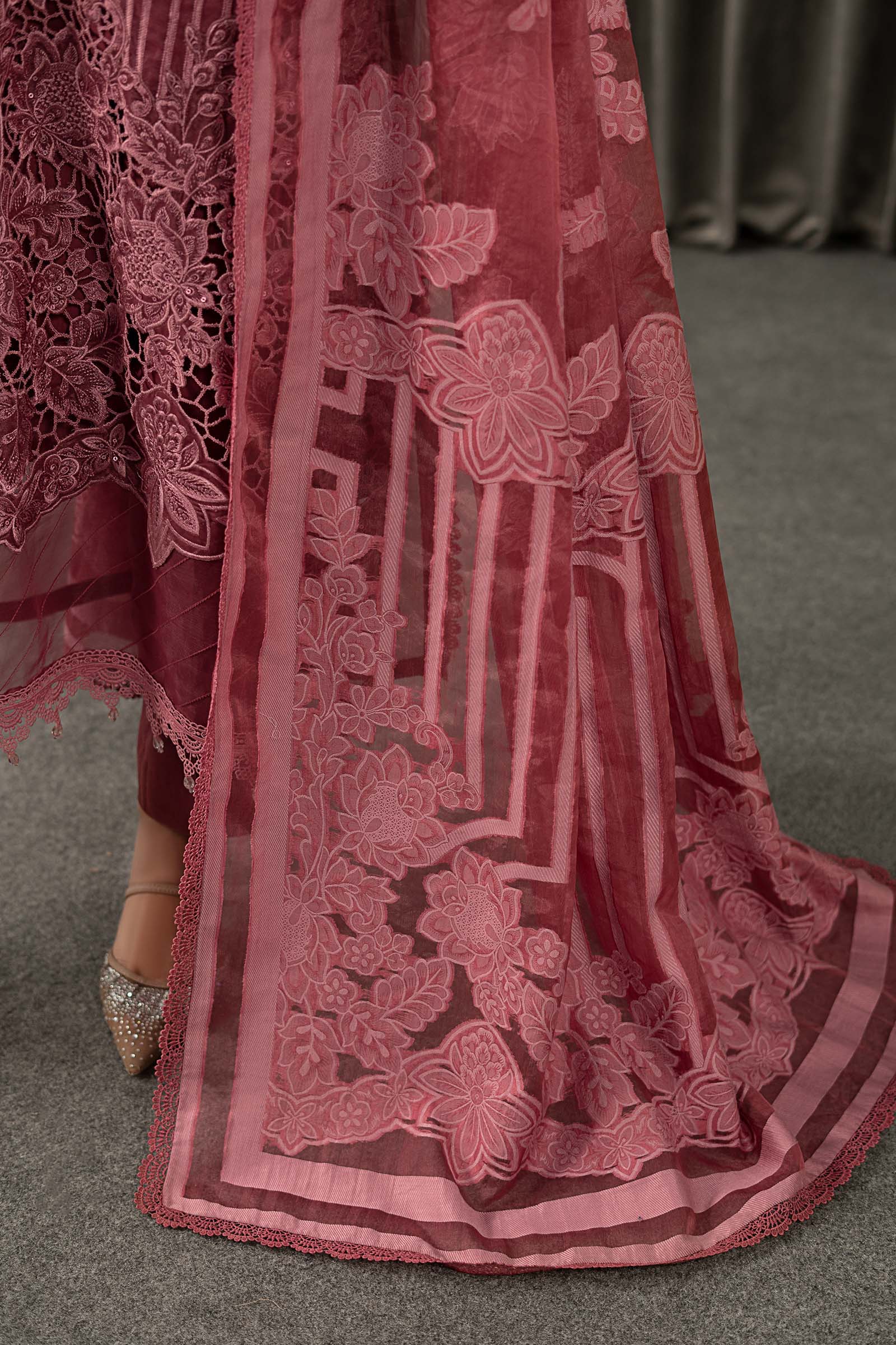 3 Piece Embroidered Organza Suit - Image 6