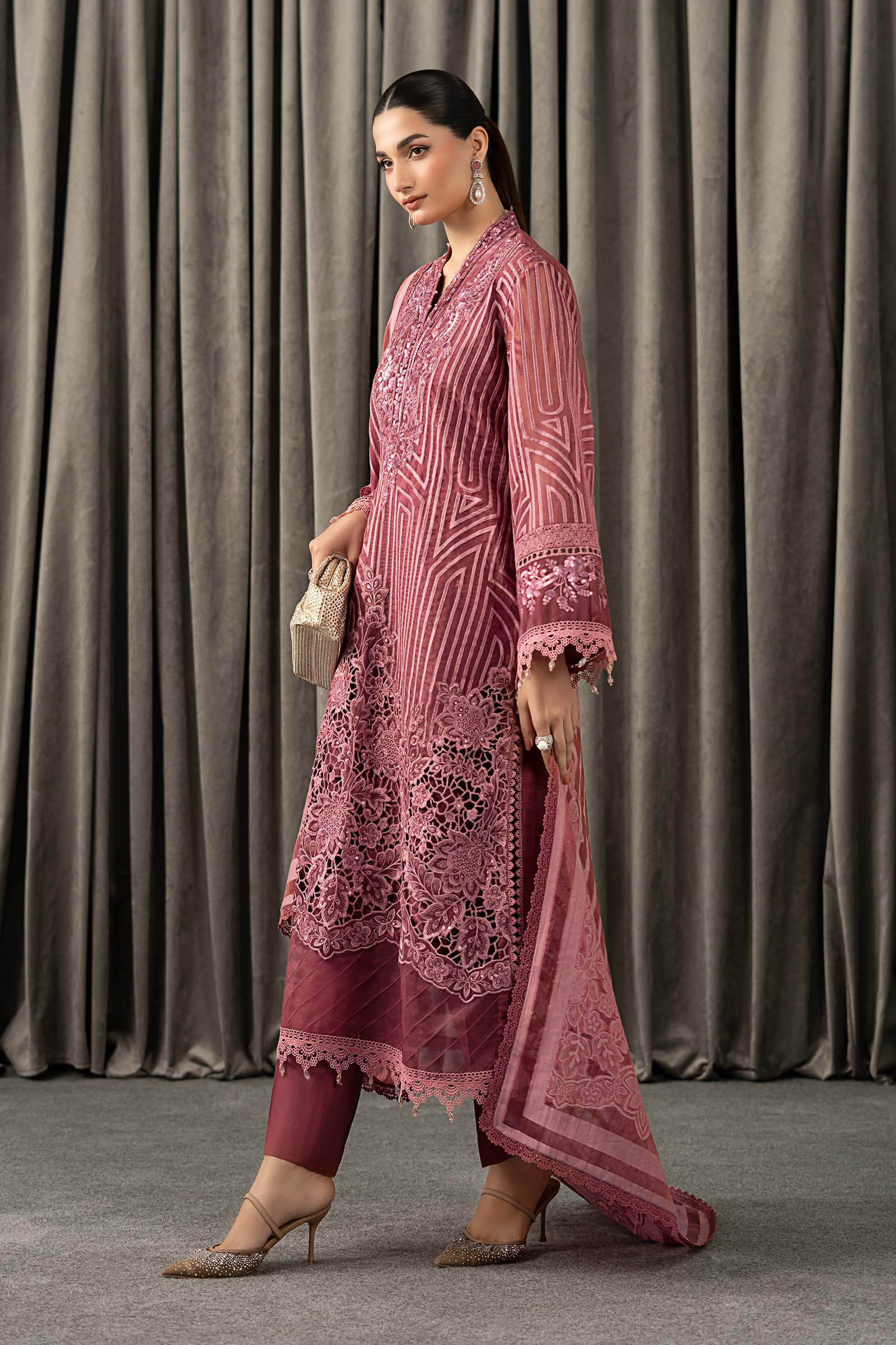 3 Piece Embroidered Organza Suit - Image 7