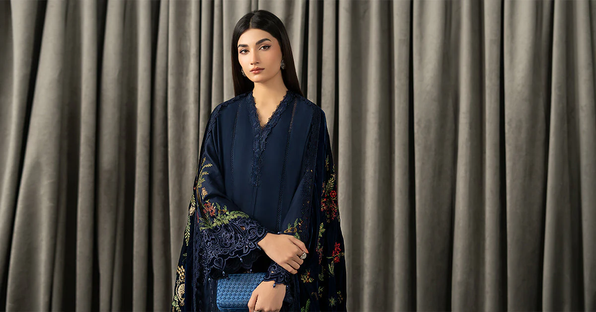 3 Piece Embroidered Twill Linen Suit - Image 10
