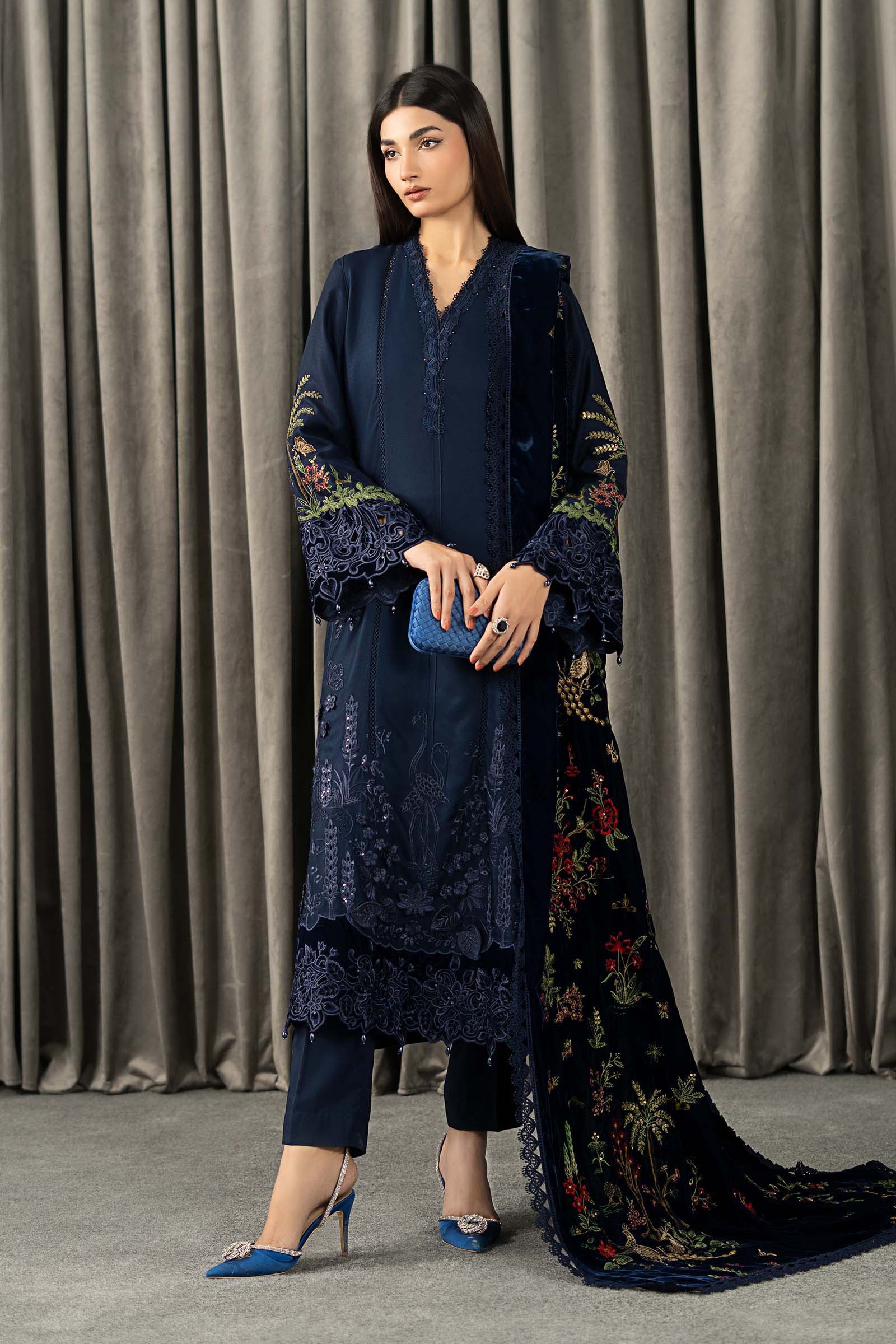 3 Piece Embroidered Twill Linen Suit - Image 3