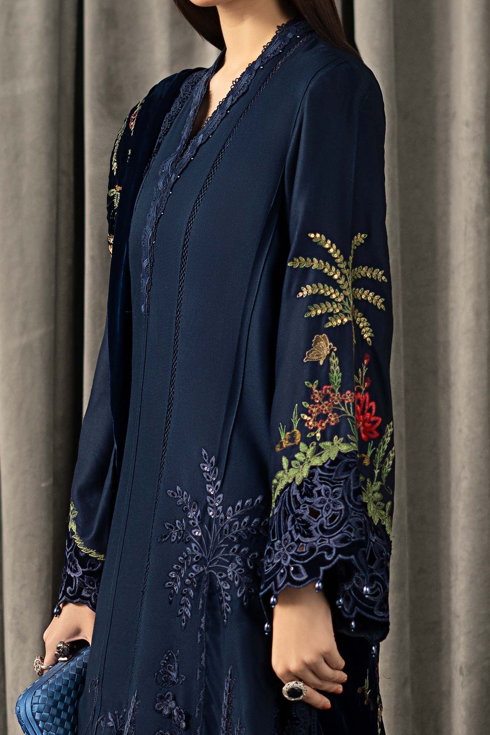 3 Piece Embroidered Twill Linen Suit - Image 5