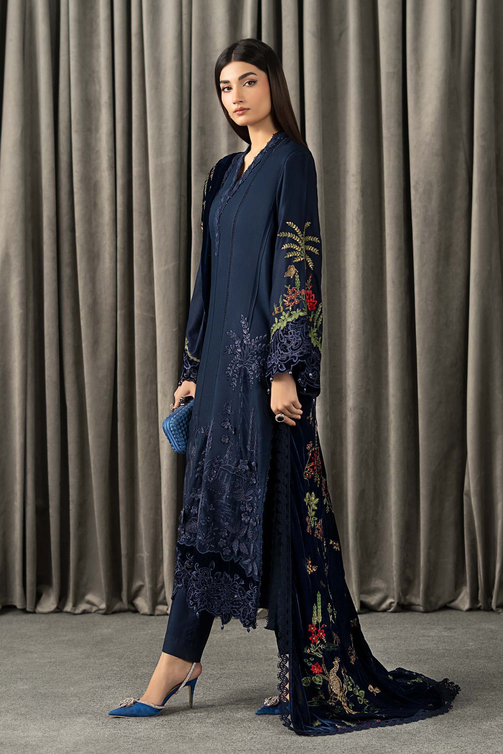 3 Piece Embroidered Twill Linen Suit - Image 8